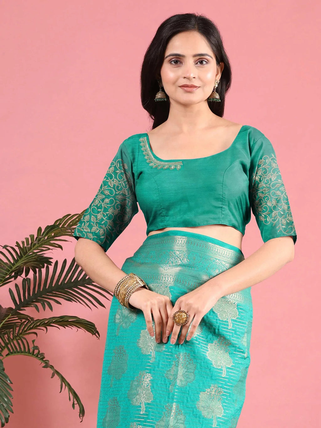 Banarasi Georgette Jacquard Saree With Embroidered Blouse