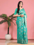 Banarasi Georgette Jacquard Saree With Embroidered Blouse