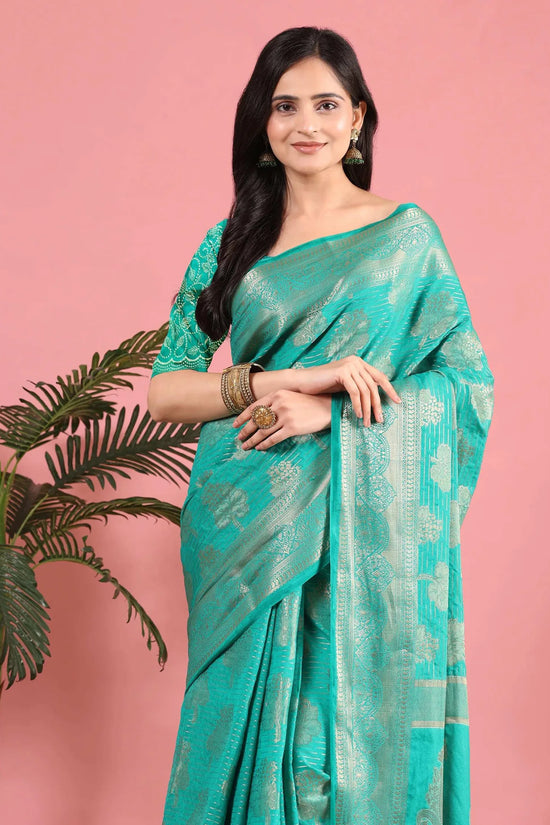 Banarasi Georgette Jacquard Saree With Embroidered Blouse