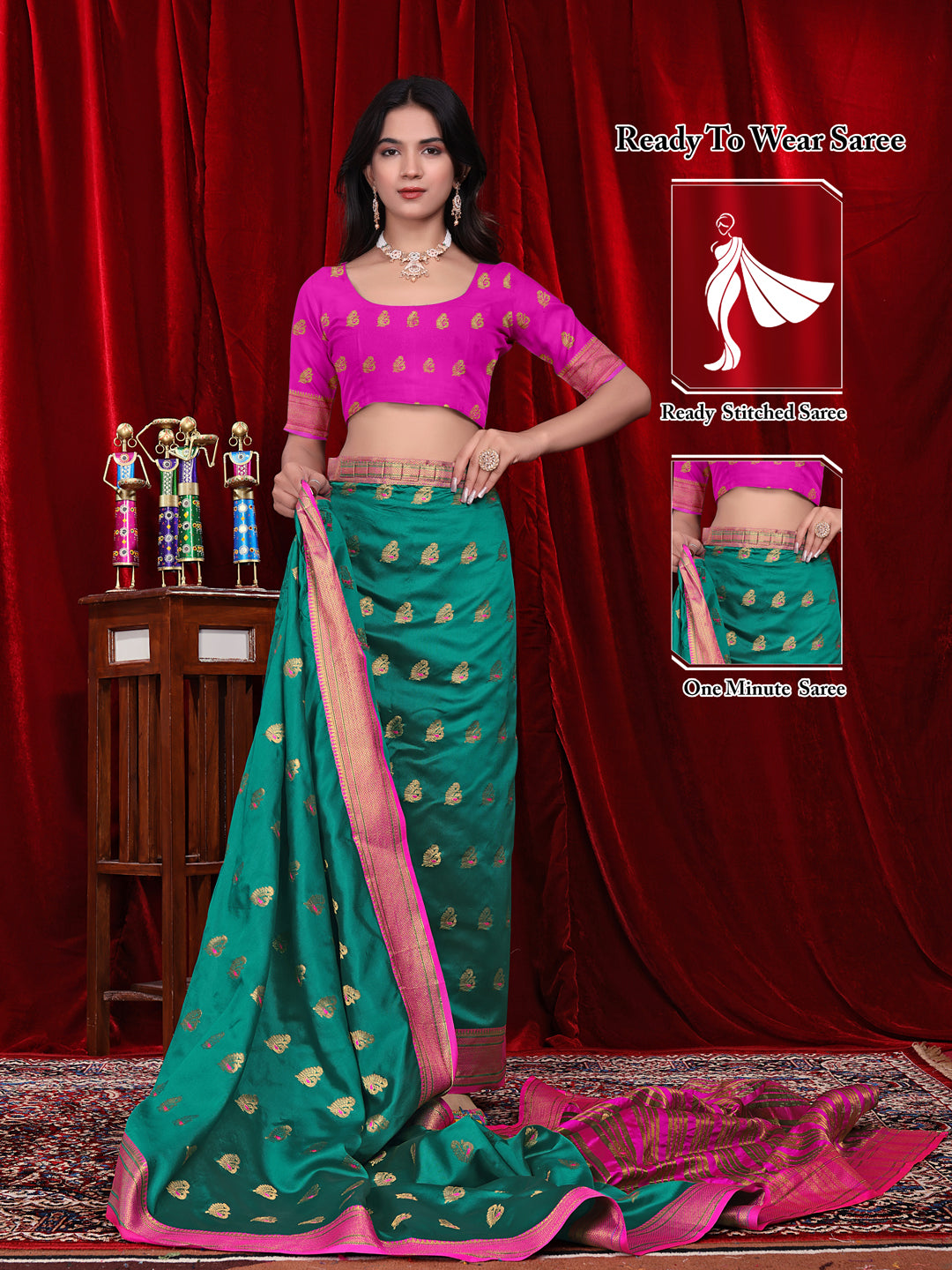 Ready to Wear Jacquard Pure Silk Saree