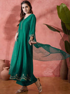 Elegant Zari Embroidered Silk Blend Anarkali Set