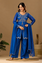 Women's Satin Kurta Set with Elegant Embroidered Design