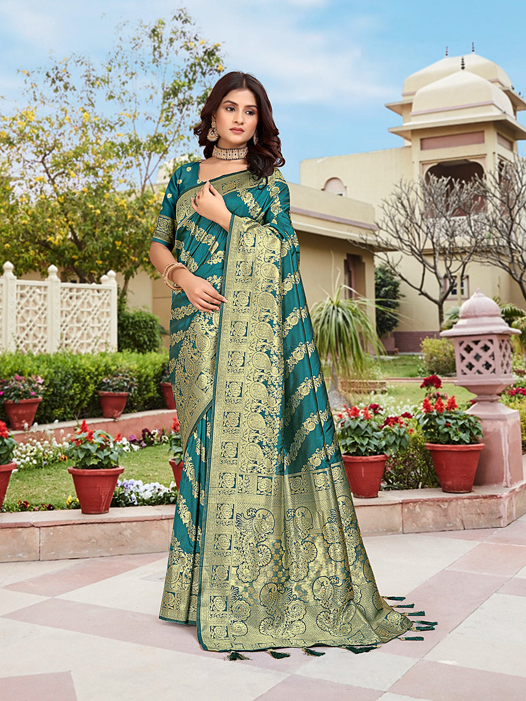 Rama Woven Jacquard Kanjivaram Pure Silk Saree