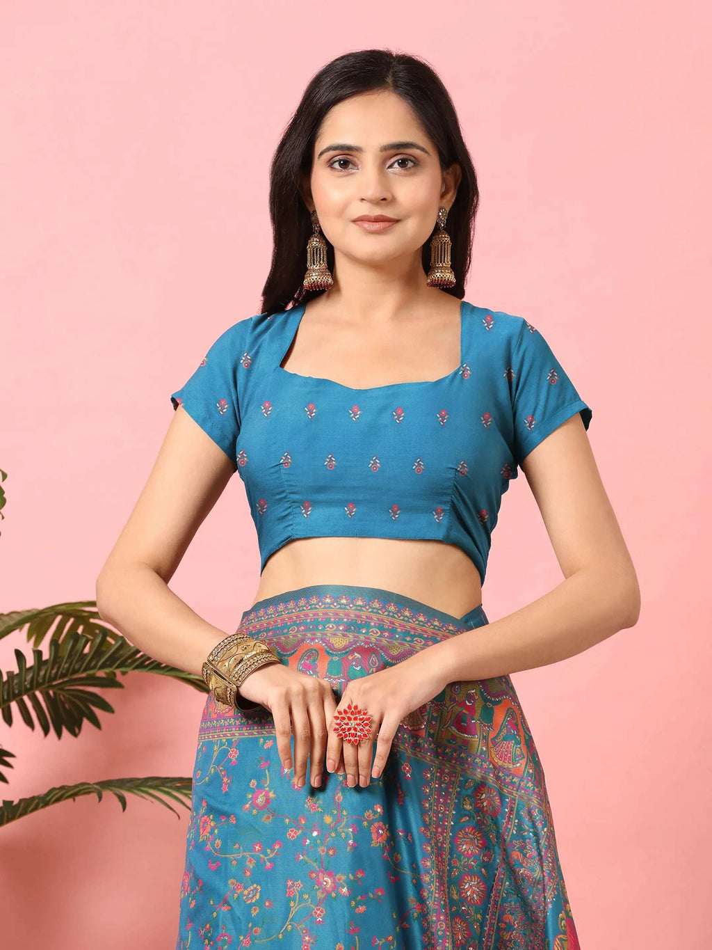 Floral Printed Woven Zari Pashmina Saree