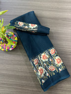 Elegant Floral Border Printed Georgette Border Saree