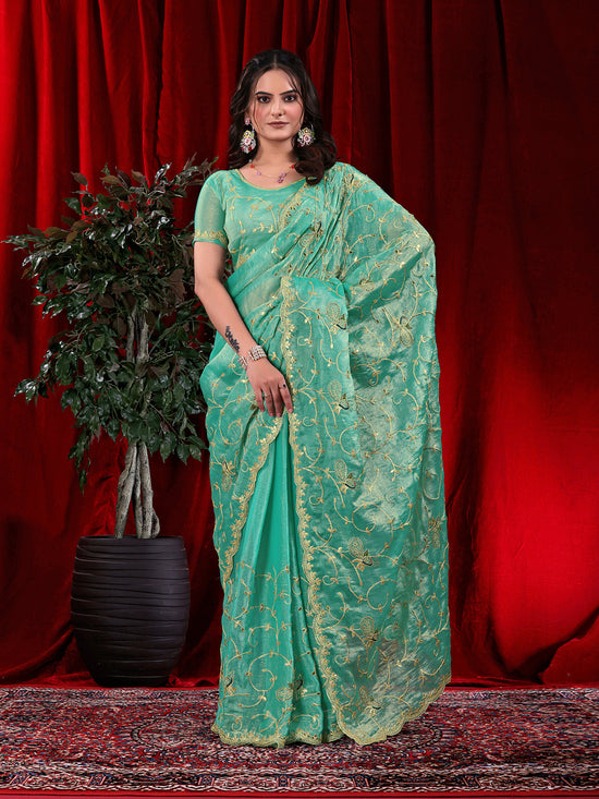 Jimmy Chu Embroidered Saree with Gotta Patti Work