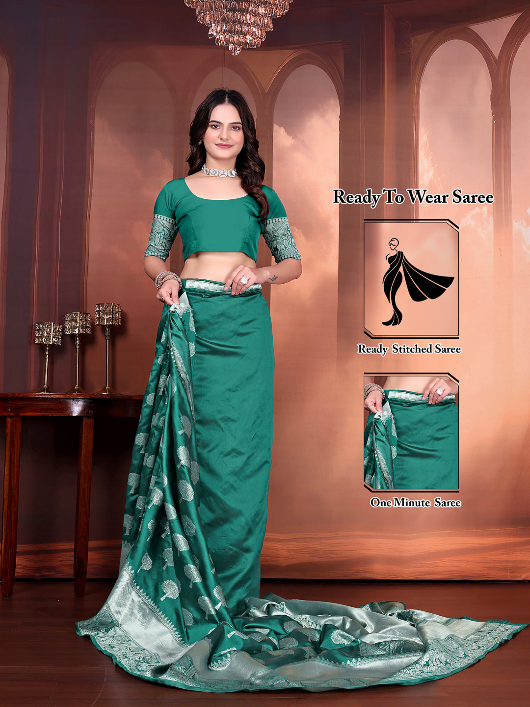 Ready to Wear Jacquard Pure Silk Saree
