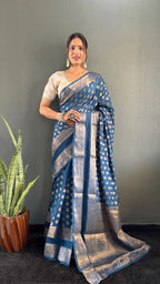 Ready to Wear Pure Banarasi Georgette Saree With Ready Made Blouse