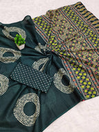 Ajrakh Bandhej Printed Mulmul Cotton Saree for Woman