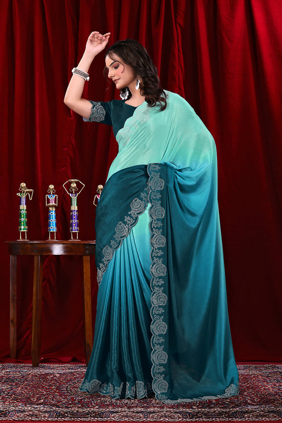 Chinon Shaded Saree with Siroski Diamond Work