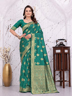 Ready To Wear Banarasi Silk Saree with Zari Woven Border
