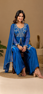 Women's Satin Kurta Set with Elegant Embroidered Design