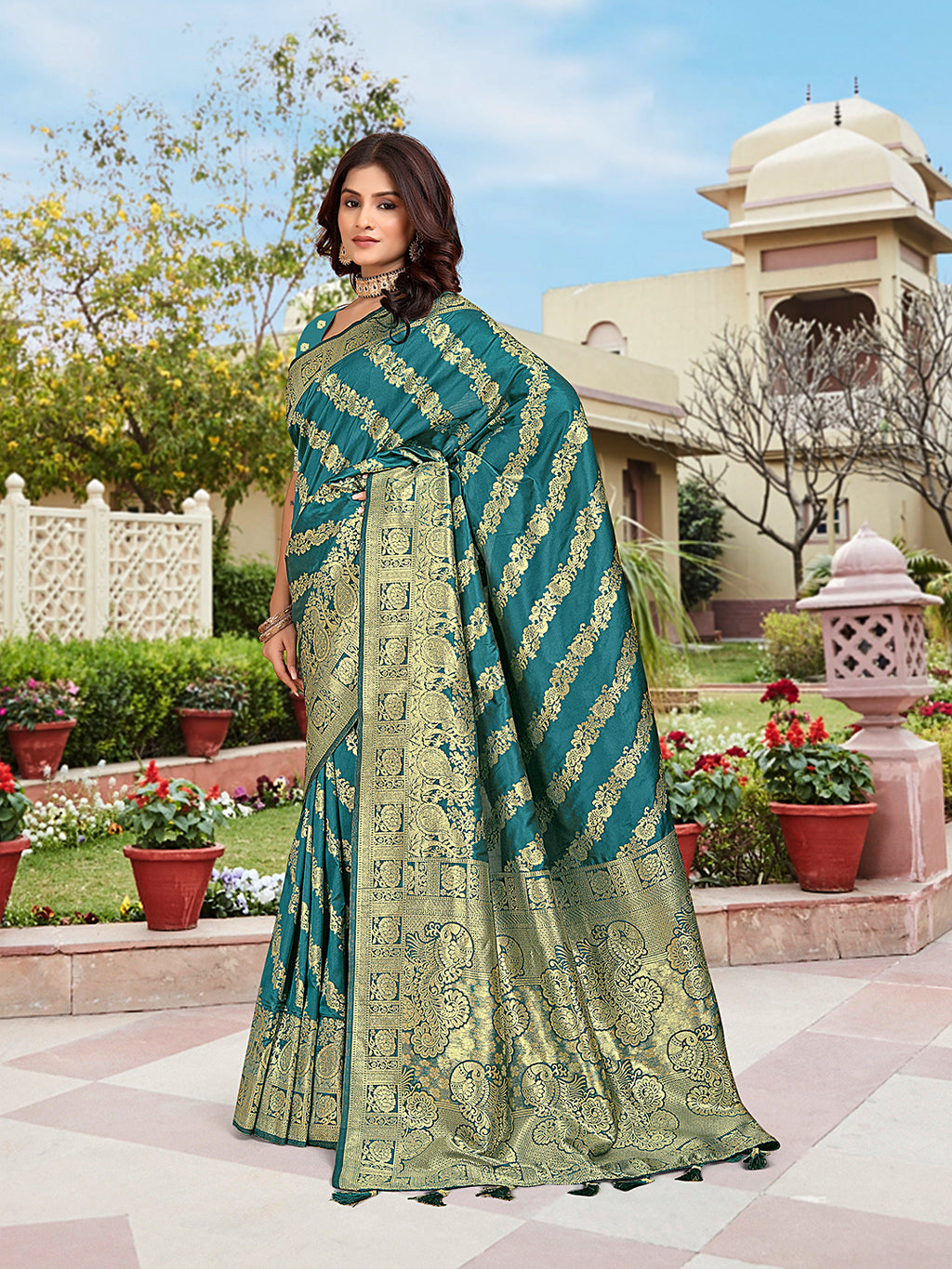Rama Woven Jacquard Kanjivaram Pure Silk Saree