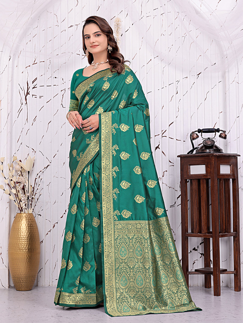 Ready To Wear Banarasi Silk Saree with Zari Woven Border