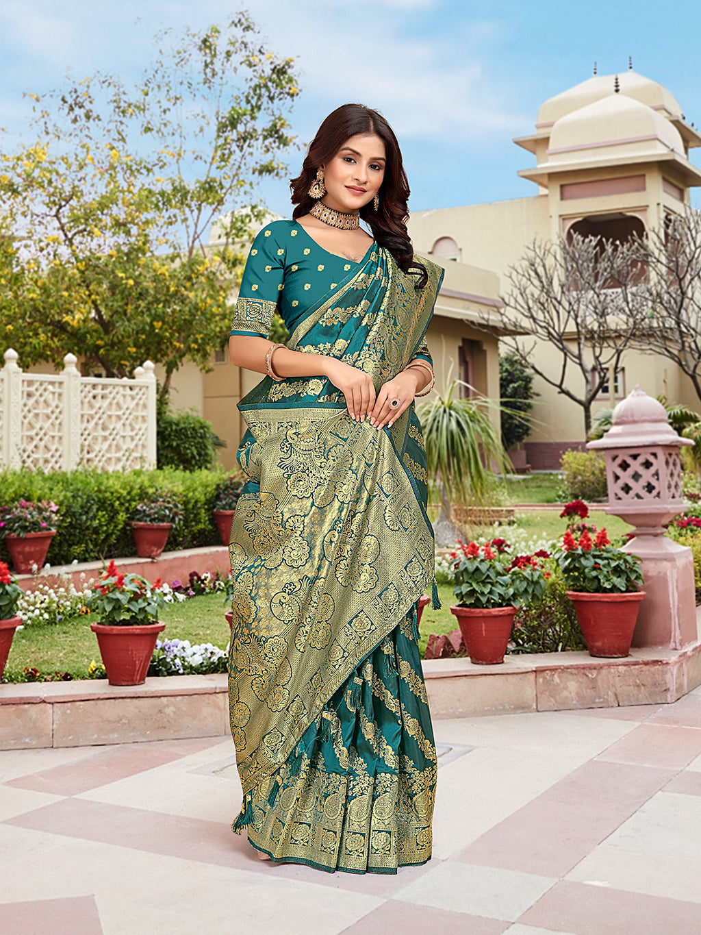 Rama Woven Jacquard Kanjivaram Pure Silk Saree