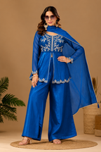Women's Satin Kurta Set with Elegant Embroidered Design