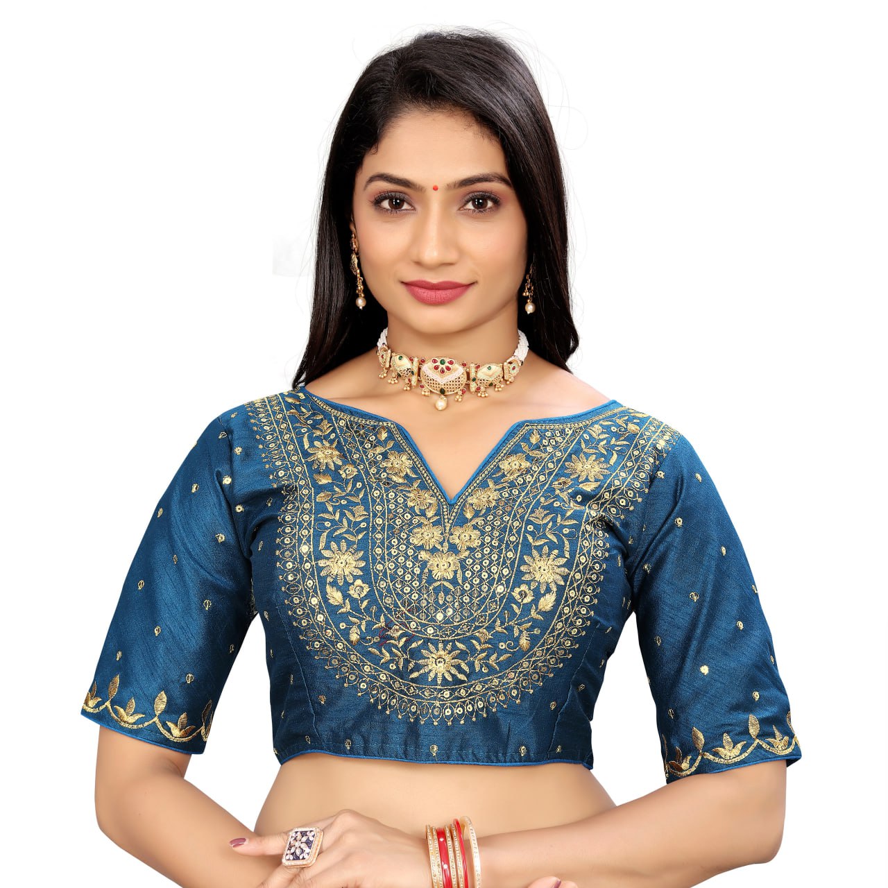 Vichitra Silk Embroidered Blouse