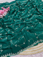 Space silk Saree With Khatli Cut Dana Handwork  Diamond Work