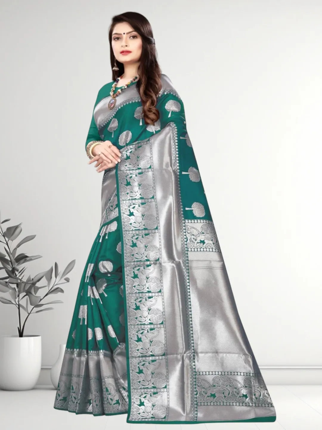 Pionex Banarasi Softy Copper Zari Weaving Brocade Saree