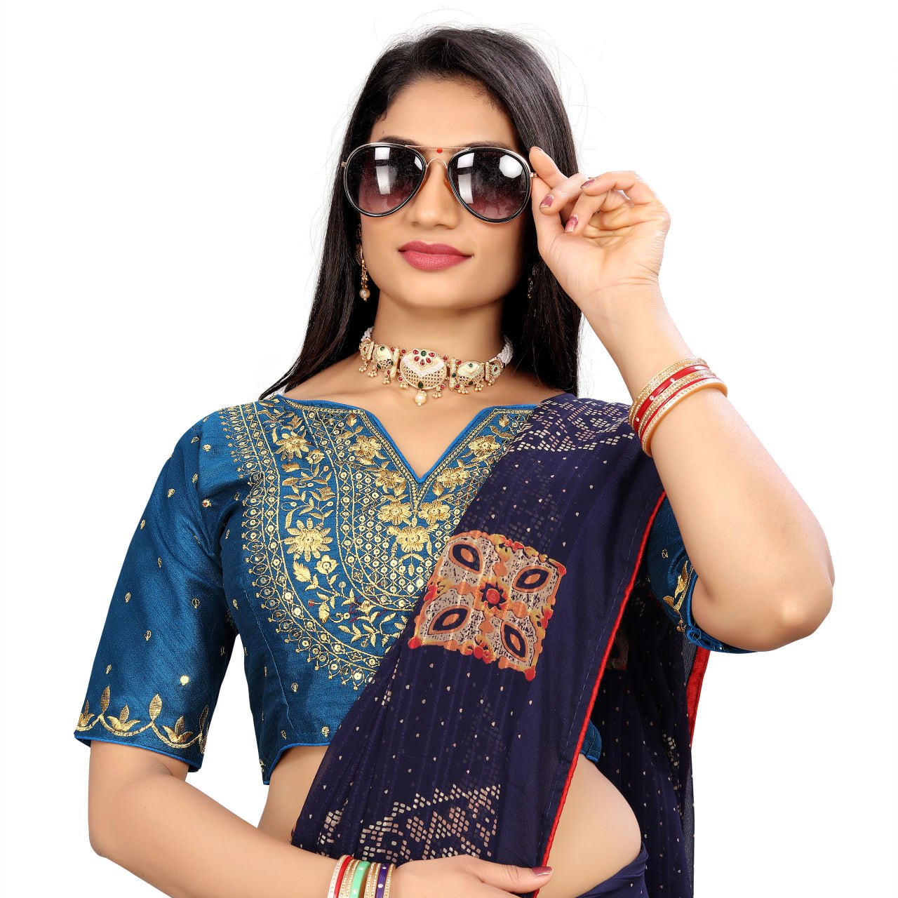 Vichitra Silk Embroidered Blouse