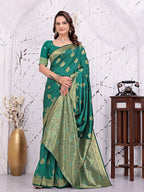 Ready To Wear Banarasi Silk Saree with Zari Woven Border