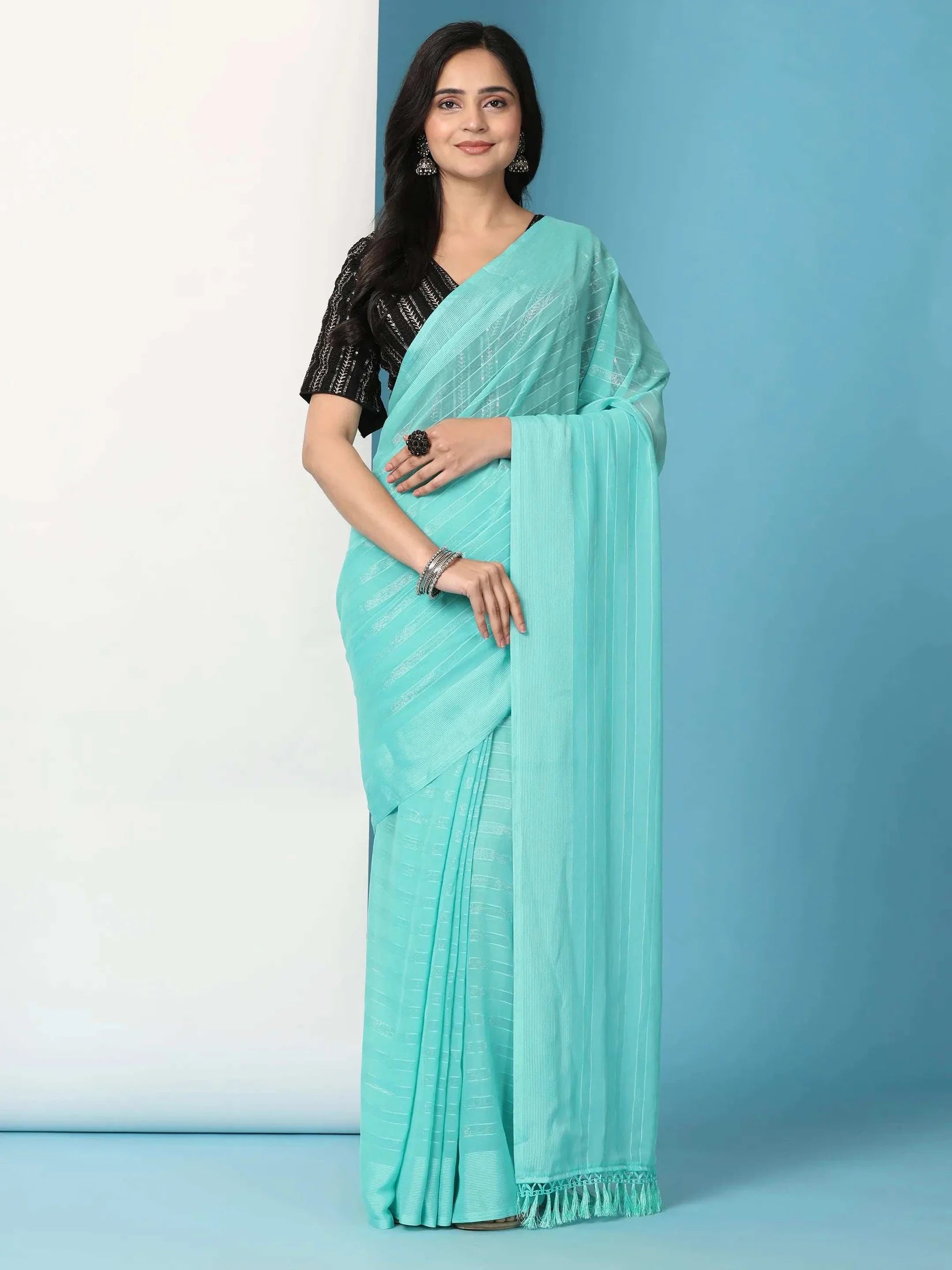 Ready To Wear Chiffon Saree With Stitched Blouse