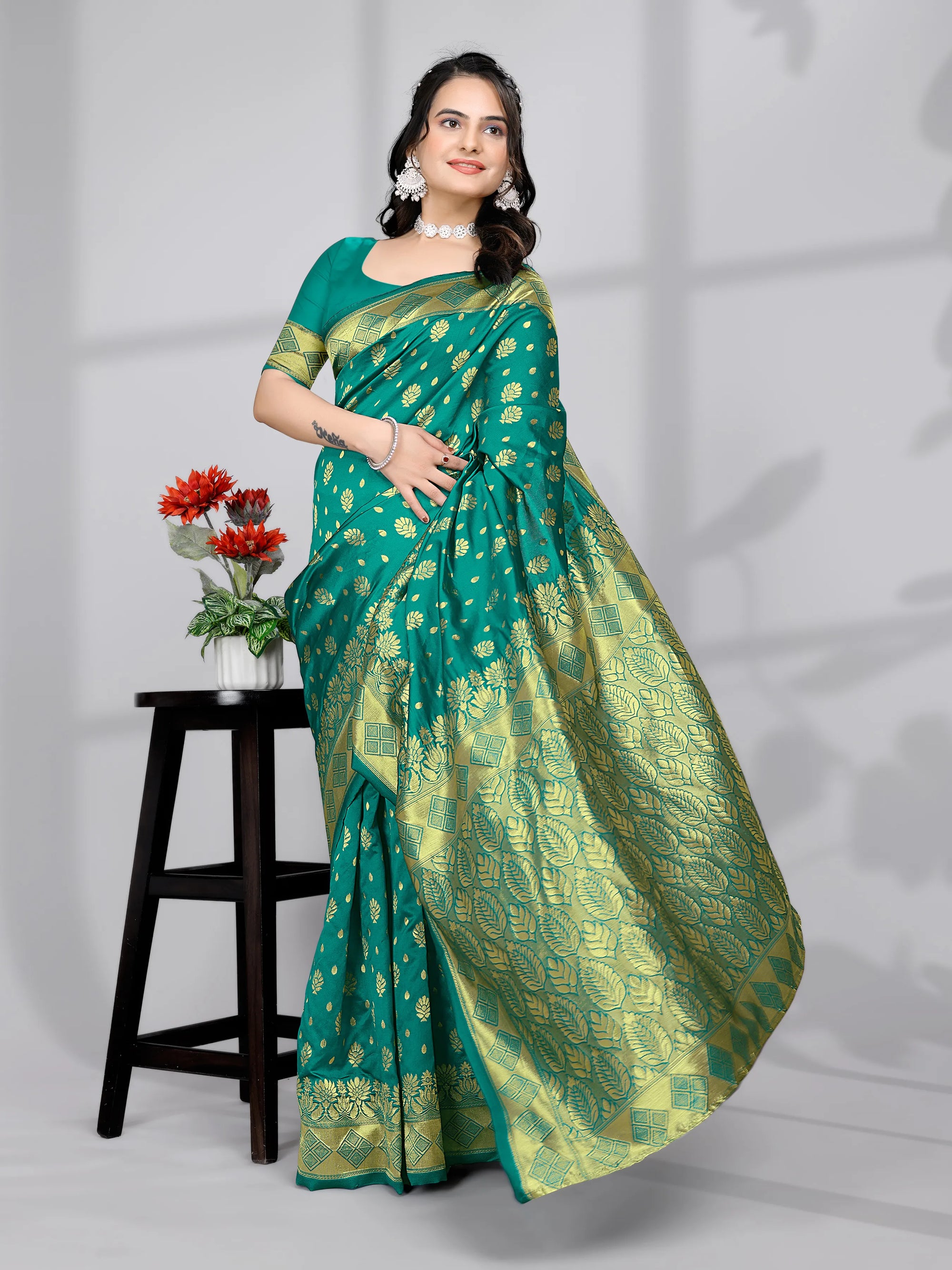 Ready to Wear Woven Banarasi Jacquard Pure Silk Saree