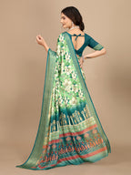 Moss Chiffon Digital Print Woven Border Saree