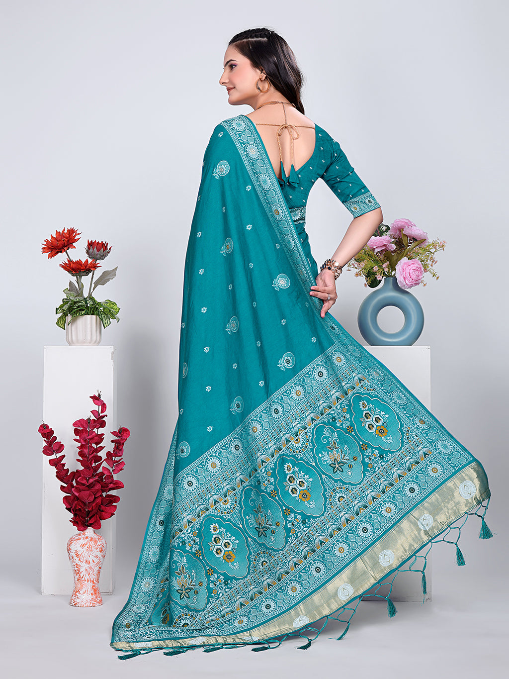 Patola Silk Saree with Traditional Pallu and Tassel Border