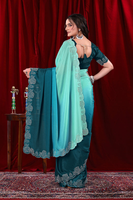 Chinon Shaded Saree with Siroski Diamond Work