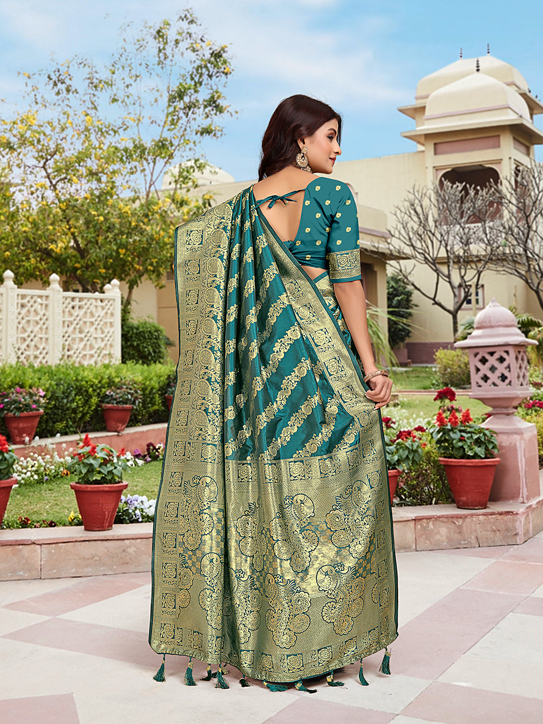 Rama Woven Jacquard Kanjivaram Pure Silk Saree