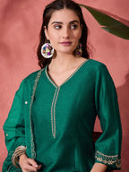 Elegant Zari Embroidered Silk Blend Anarkali Set