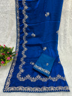 Traditional Embroidered Satin Silk Saree