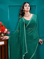 Chiffon Siroski Diamond Lace Work Saree