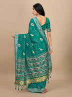 Patola Print Cotton Silk Saree with Tassel Border Pallu