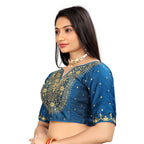 Vichitra Silk Embroidered Blouse