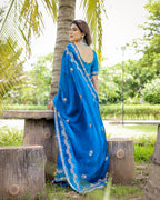 Traditional Embroidered Satin Silk Saree