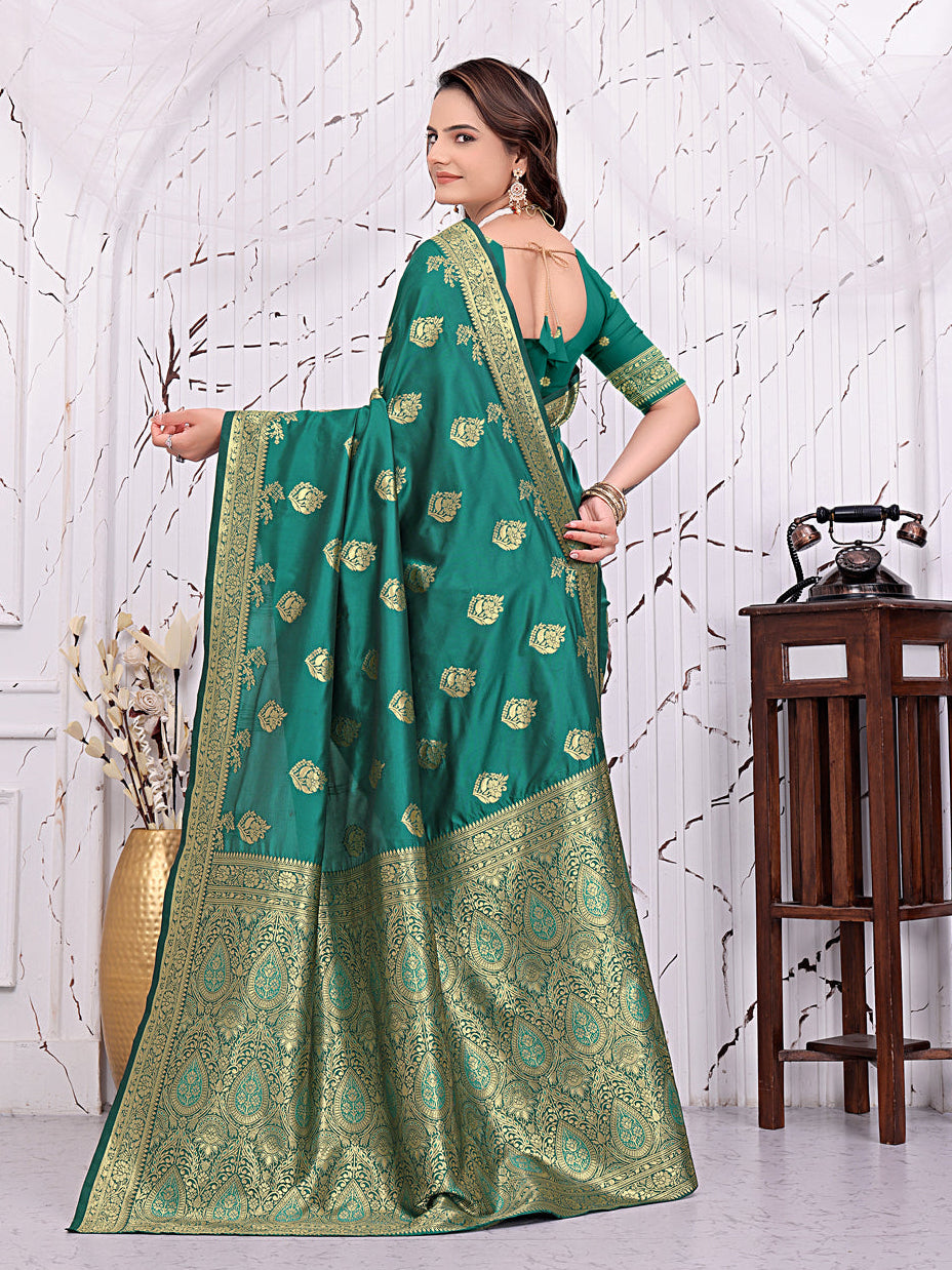 Ready To Wear Banarasi Silk Saree with Zari Woven Border