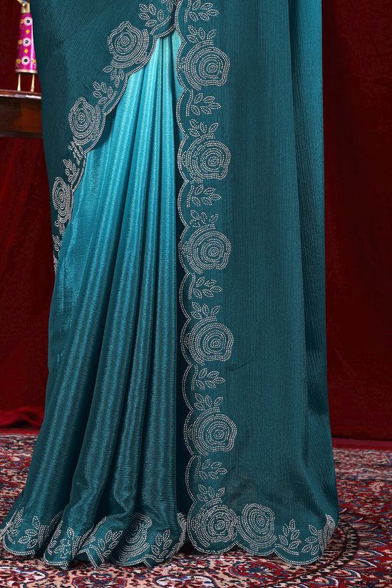 Chinon Shaded Saree with Siroski Diamond Work