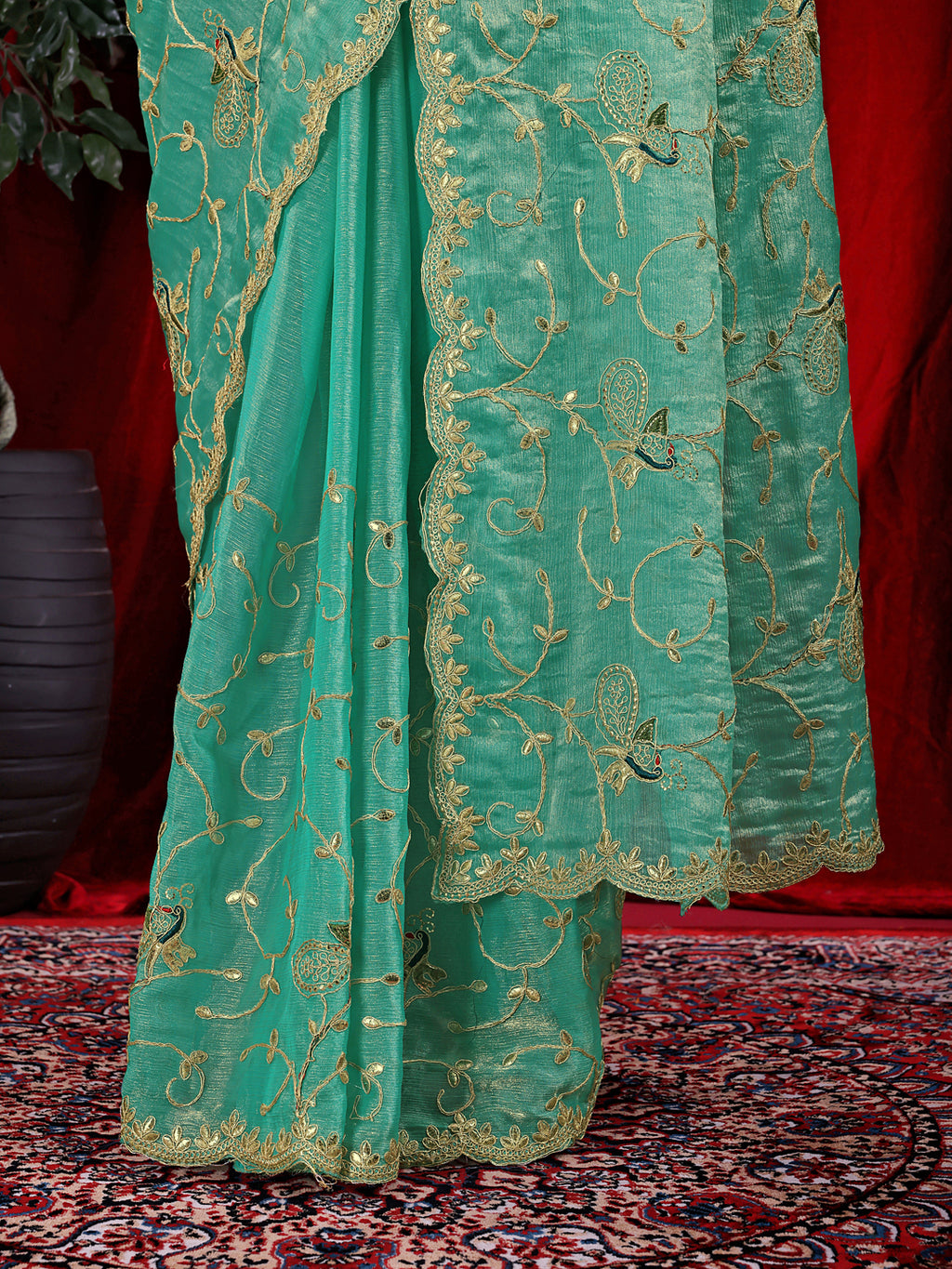 Jimmy Chu Embroidered Saree with Gotta Patti Work