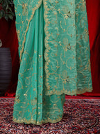 Jimmy Chu Embroidered Saree with Gotta Patti Work