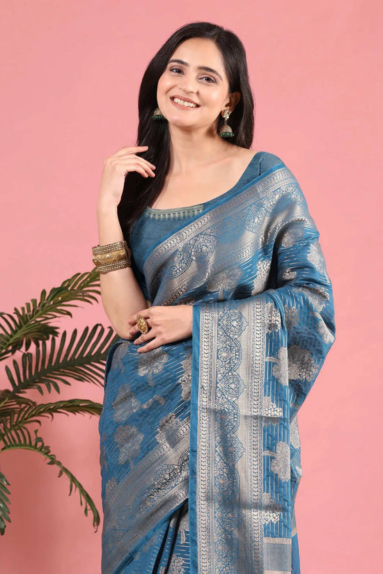Banarasi Georgette Jacquard Saree With Embroidered Blouse