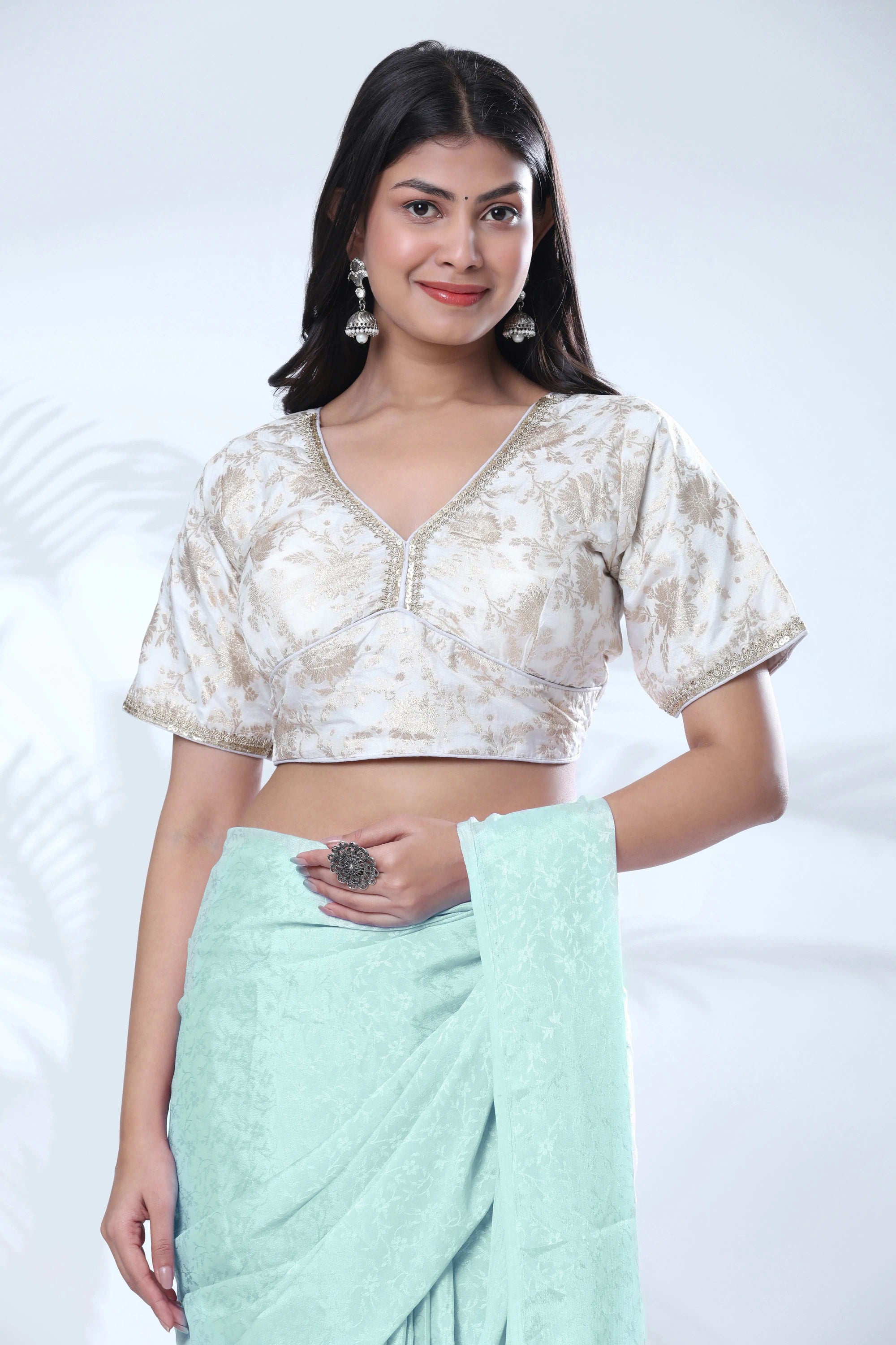 Ready To Wear Chiffon Pink Saree With Stitched Blouse