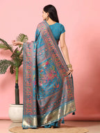 Floral Printed Woven Zari Pashmina Saree