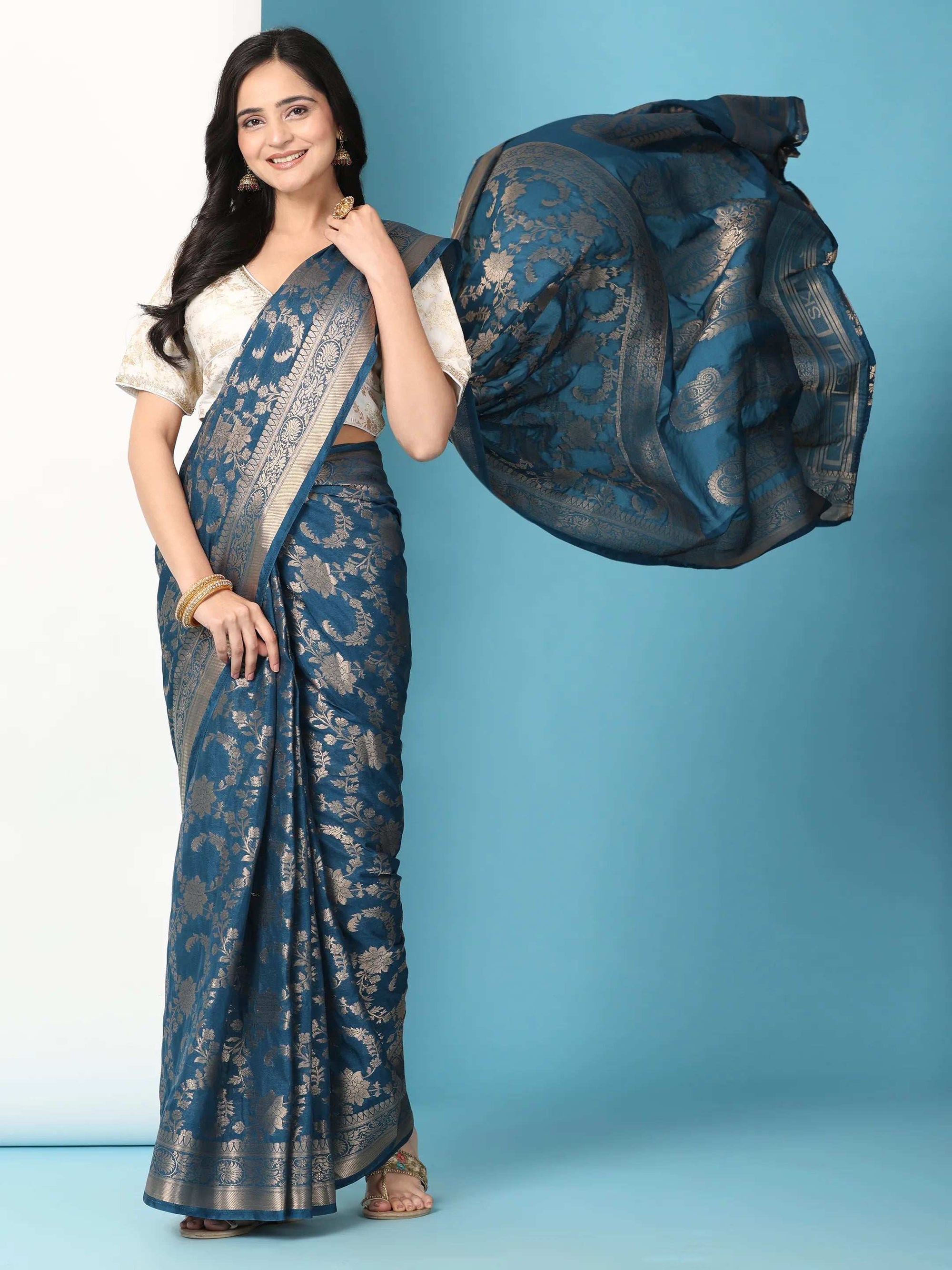 Ready to Wear Pure Banarasi Georgette Saree