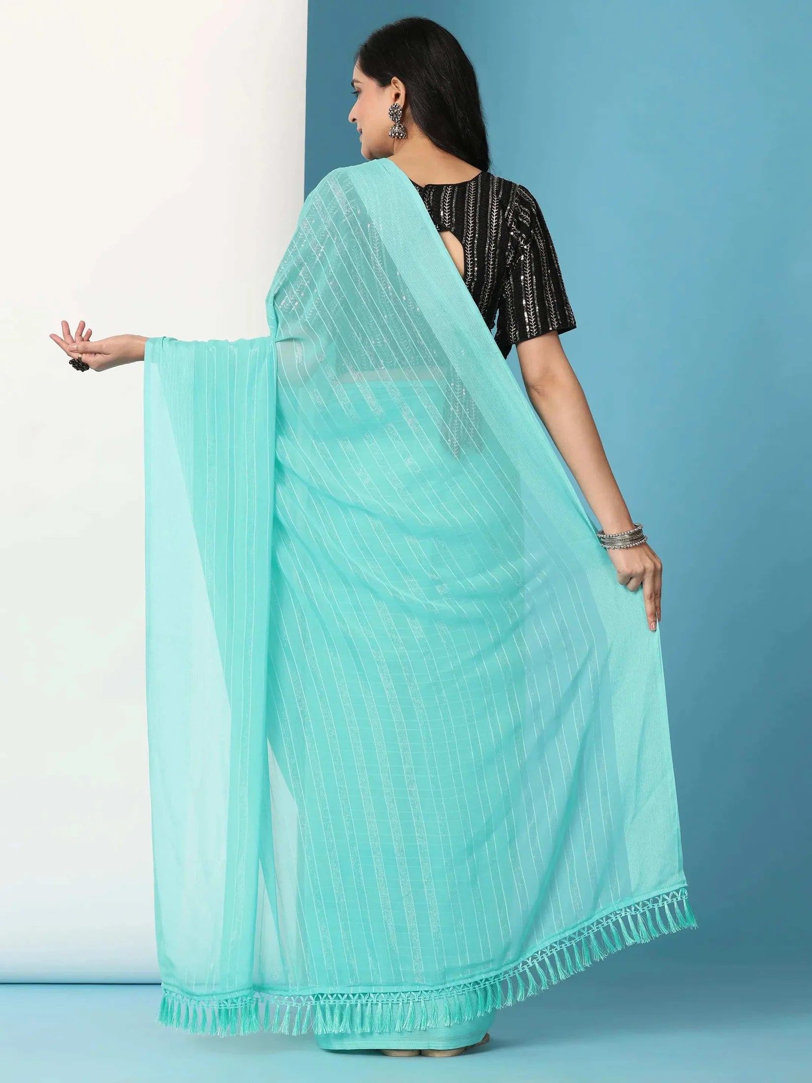 Ready To Wear Chiffon Saree With Stitched Blouse