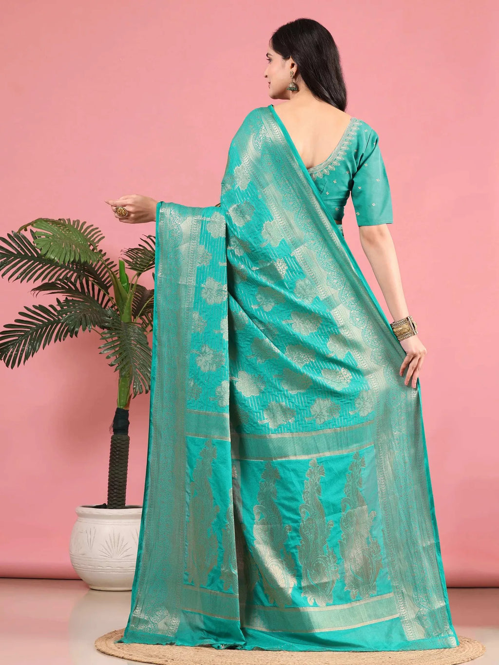 Banarasi Georgette Jacquard Saree With Embroidered Blouse