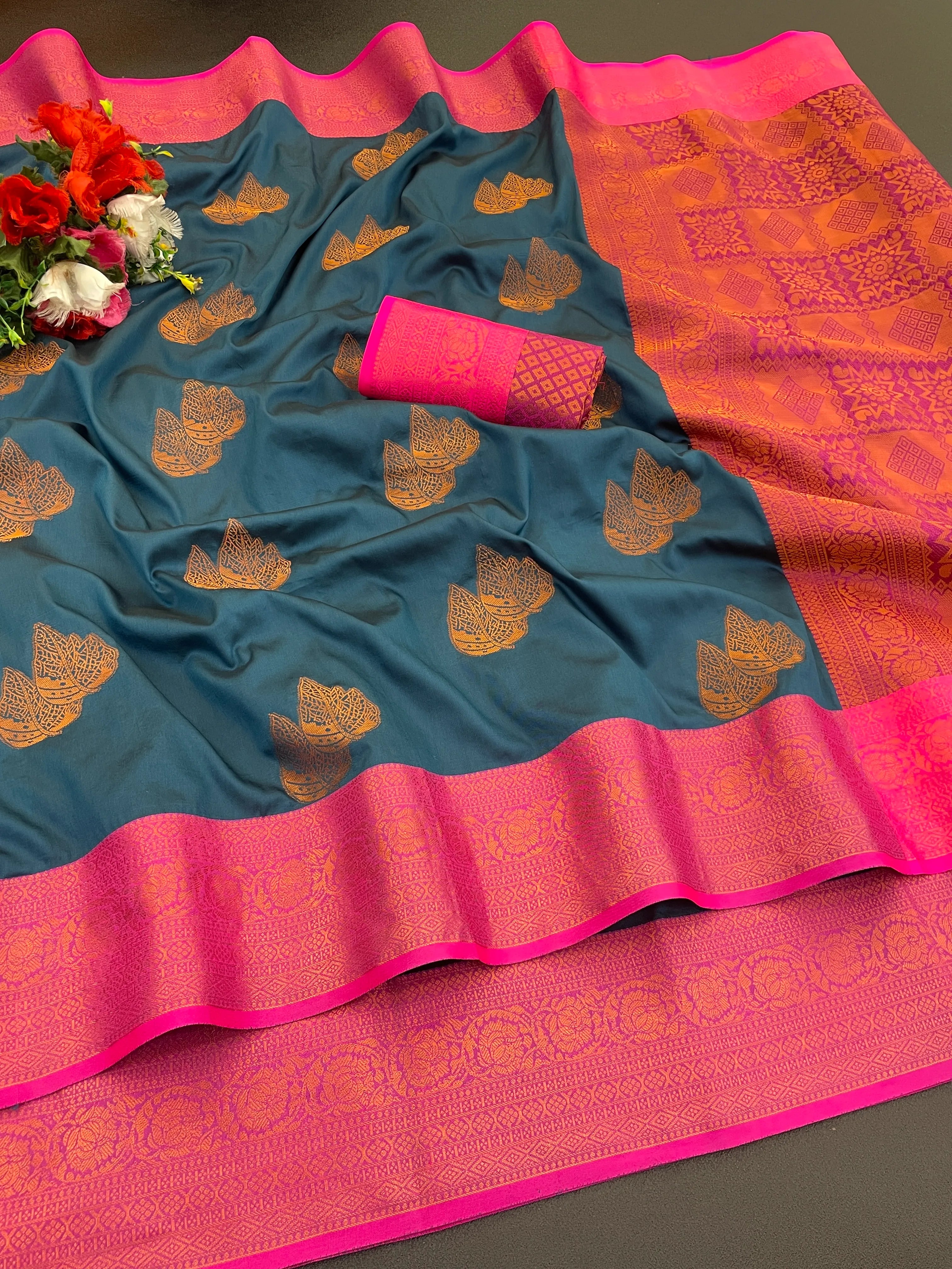 Banarasi Softy Copper Zari Weaving Kanjivaram Silk Saree