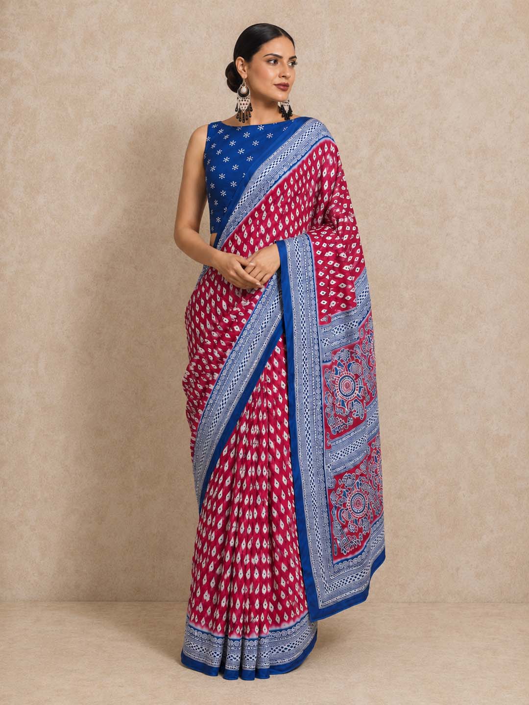 Ready to Wear Jaipuri Mul Cotton Geometric Printed Saree for Women