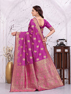 Ready To Wear Banarasi Silk Saree with Zari Woven Border